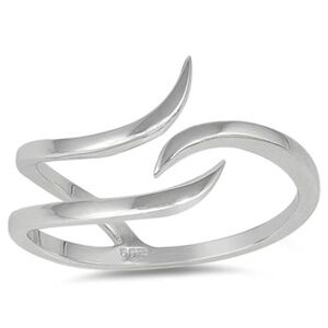 Sterling Silver Waves Ring – Size 8 – 11 mm Face Height
